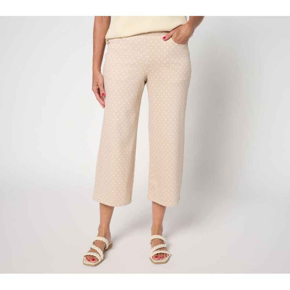 Wacoal Women's Pants Sz M Denim & Co. Comfy Knit Air Star Print White A693714